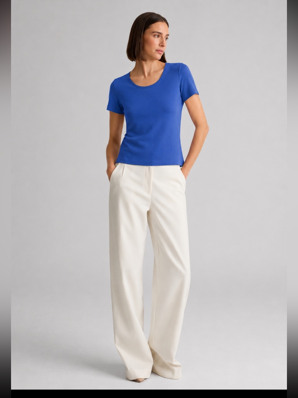 St. John Blue Short Sleeve Knit Top